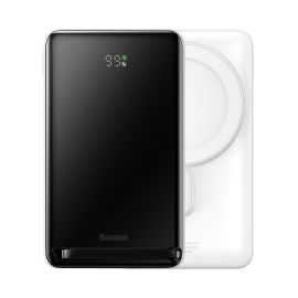 BASEUS MAGNETIC Externí + bezdrátová nabíječka 10 000 mAh bílá