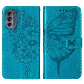 ART BUTTERFLY Peněženkový kryt Motorola Moto G62 5G modrý