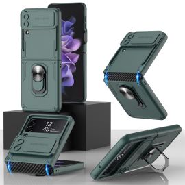 GKK RING Ochranný kryt s držákem Samsung Galaxy Z Flip 4 5G zelený