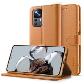 IMEEKE Peněženkový kryt Xiaomi 12T / 12T Pro světle hnědý