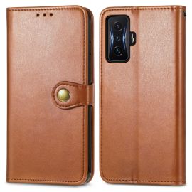 LEATHER BUCKLE Peněženkový obal Xiaomi Poco F4 GT hnědý