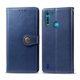 LEATHER BUCKLE Peňaženkový obal Motorola Moto G8 Power Lite modrý