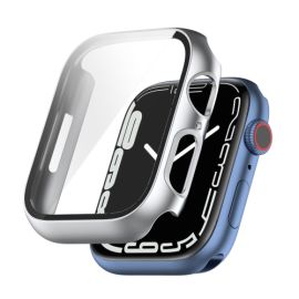 Plastový obal s ochranným sklem pro Apple Watch 9 / 8 / 7 (45mm) stříbrný