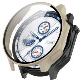 PC FULL COVER Plastový kryt se sklem pro OnePlus Watch 2 béžový