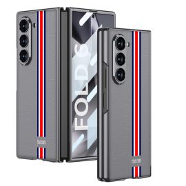 GKK LEATHER Kryt se sklem pro Samsung Galaxy Z Fold6 5G TRICOLOUR GREY