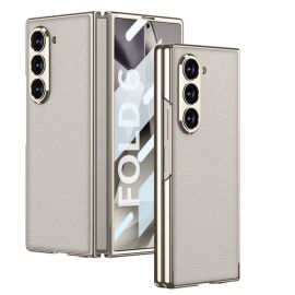 GKK LEATHER Kryt se sklem pro Samsung Galaxy Z Fold6 5G TITANIUM GREY