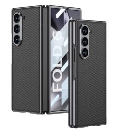 GKK LEATHER Kryt se sklem pro Samsung Galaxy Z Fold6 5G CARBON