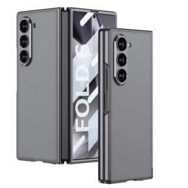 GKK LEATHER Kryt se sklem pro Samsung Galaxy Z Fold6 5G šedý
