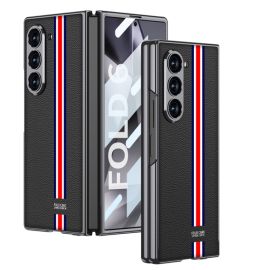GKK LEATHER Kryt se sklem pro Samsung Galaxy Z Fold6 5G TRICOLOUR BLACK