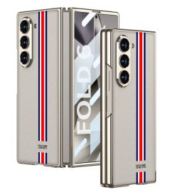 GKK LEATHER Kryt se sklem pro Samsung Galaxy Z Fold6 5G TRICOLOUR BEIGE