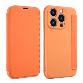SOFTY Zaklápěcí obal pro Apple iPhone 15 Pro oranžový