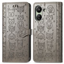 ART ANIMALS Peněženkový obal pro Xiaomi Redmi 13C / Poco C65 šedý