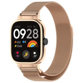SET MILANESE Kovový obal na hodinky + řemínek Redmi Watch 4 růžovozlatý