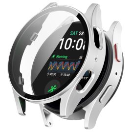 PC FULL COVER Plastový kryt se sklem pro Samsung Galaxy Watch 7 40mm stříbrný