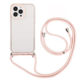 ROPE Průhledný kryt se šňůrkou Apple iPhone 14 Pro růžový