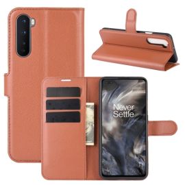 LITCHI Peňaženkový kryt OnePlus Nord hnědý