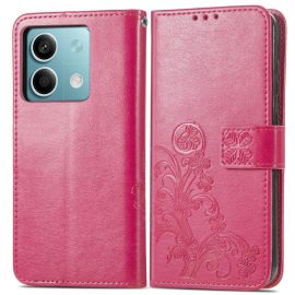 ART FLOWER S Peněženkový obal pro Xiaomi Redmi Note 13 5G tmavě růžový