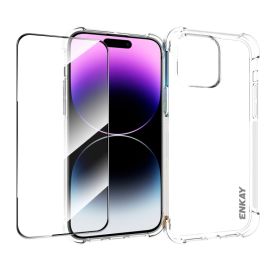 ENKAY SET Průhledný obal + 3D ochranné sklo Apple iPhone 14 Pro