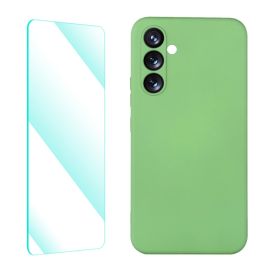ENKAY SET Silikonový obal a 2D sklo Samsung Galaxy A54 5G světle zelený