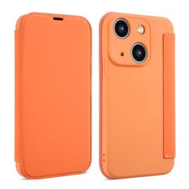 SOFTY Zaklápěcí obal pro Apple iPhone 15 Plus oranžový