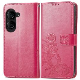 ART FLOWER S Peněženkový kryt Asus Zenfone 10 tmavě růžový