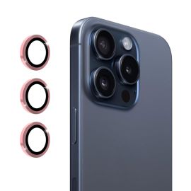 ENKAY ALU Sklo pro fotoaparát Apple iPhone 16 Pro / 16 Pro Max růžové