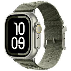 TWILL BAND Nylonový řemínek pro Apple Watch 44 / 45 / 46 / 49mm tmavě zelený