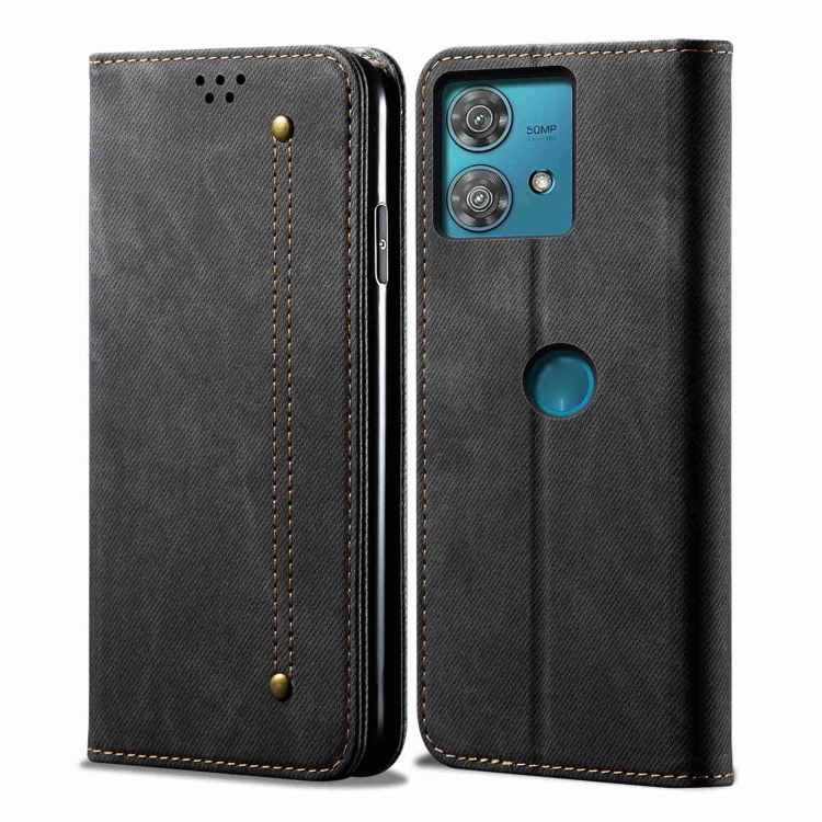 Levně DENIM Peněženkový kryt pro Motorola Edge 40 Neo černý