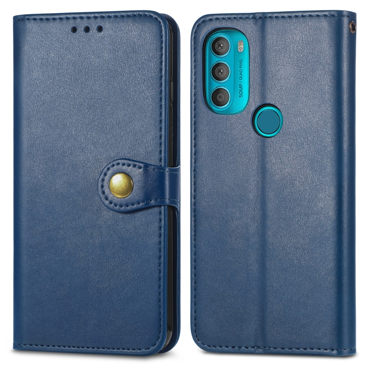 PROTEMIO 38441
LEATHER BUCKLE Peněženkový obal Motorola Moto G71 5G modrý