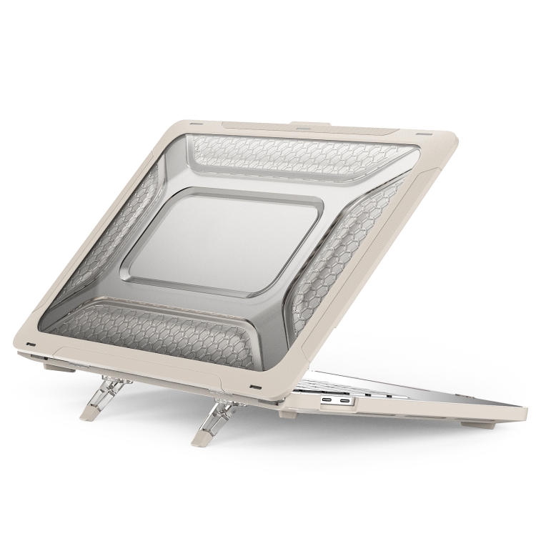 Levně HONEYCOMB Odolné pouzdro pro Apple MacBook Pro 13" A2251 / A2289 / A2338 béžové