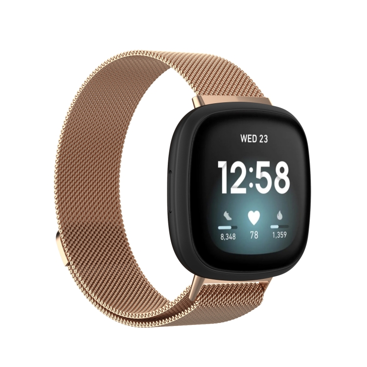 Levně MILANESE Kovový řemínek pro Fitbit Versa 4/3 růžovozlatý