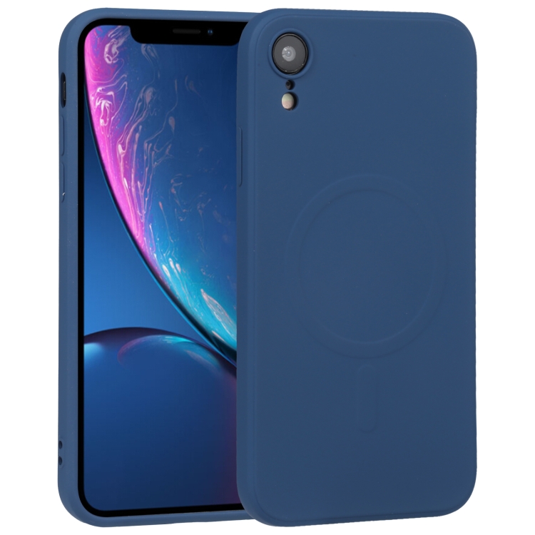 Levně RUBBER MAGSAFE Silikonový kryt pro Apple iPhone XR tmavě modrý