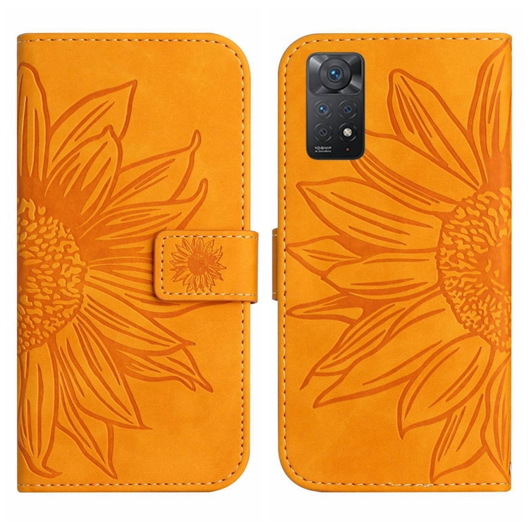 ART SUNFLOWER Peněženkový obal se šňůrkou pro Xiaomi Redmi Note 11 / Note 11S žlutý