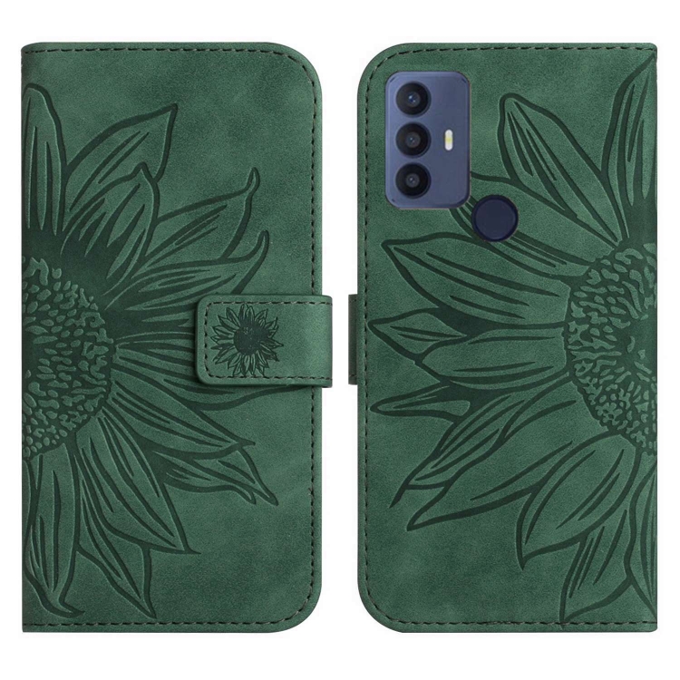Levně ART SUN FLOWER Peněženkové pouzdro s řemínkem TCL 30 SE zelené
