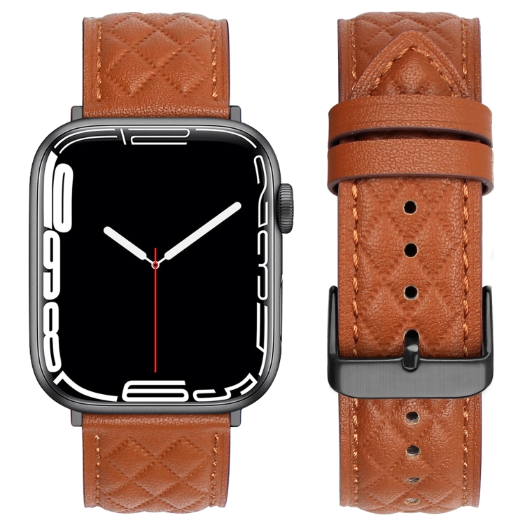 Levně LATTICE BAND Kožený řemínek pro Apple Watch SE / SE 2022 / SE 2023 / SE 2025 (44mm) hnědý