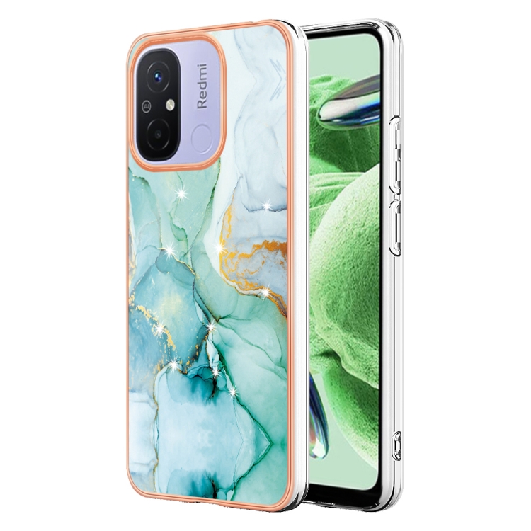 Levně IMD MARBLE Ochranný kryt Xiaomi Redmi 12C GREEN