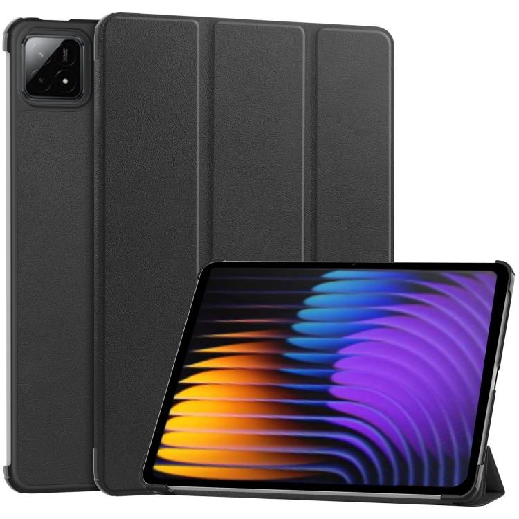 Levně LEATHER Zaklápěcí kryt pro Xiaomi Pad 7 / Pad 7 Pro / Pad 8 / Pad 8 Pro černý