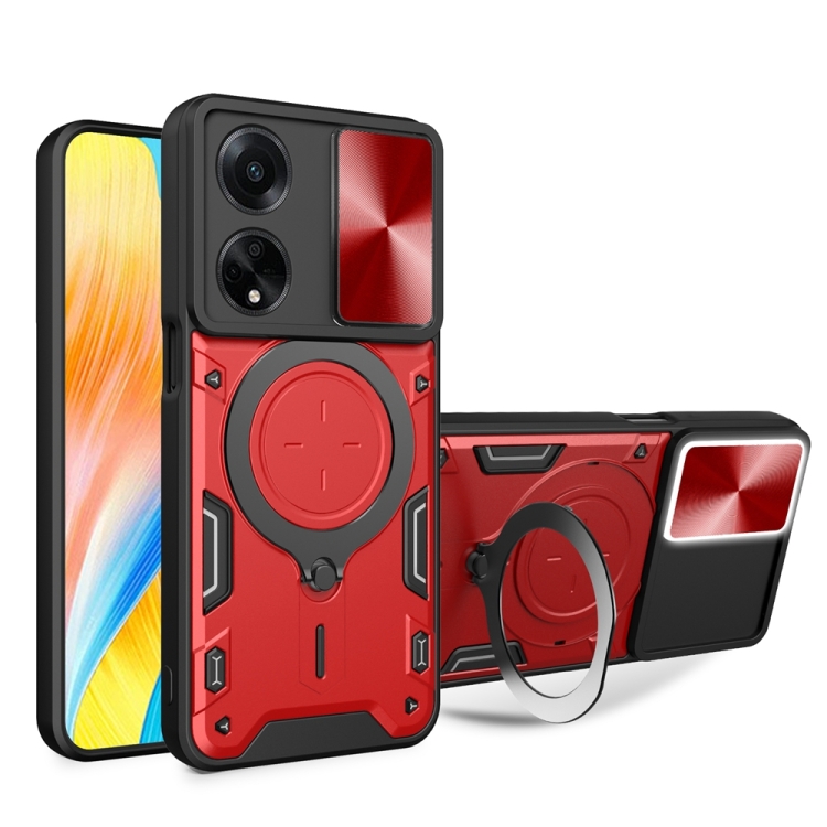 Levně CD RING Ochranný kryt se stojanem pro Oppo A98 5G červený