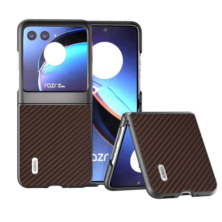 Levně ABEEL CARBON Plastový kryt Motorola Razr 40 Ultra tmavě hnědý