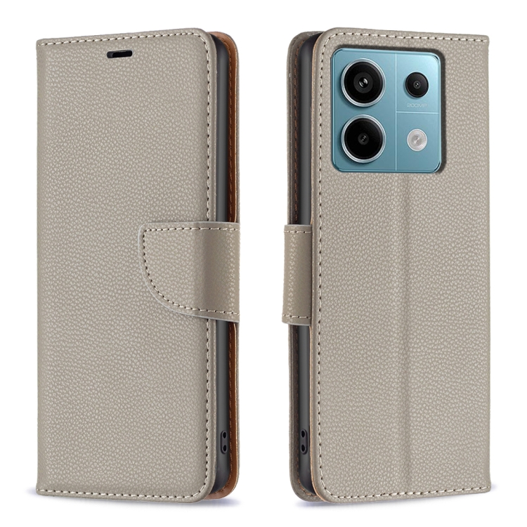 Levně LITCHI Peněženkové pouzdro pro Xiaomi Redmi Note 13 Pro šedé