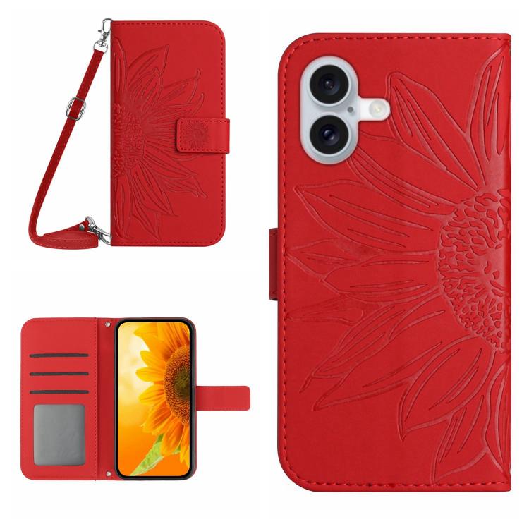 Levně ART SUNFLOWER Peněženkový kryt se šňůrkou pro Apple iPhone 17 červený