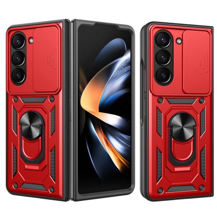 Levně RING CAMERA Kryt s držákem pro Samsung Galaxy Z Fold 5 5G červený