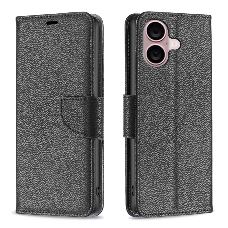Levně LITCHI Peněženkové pouzdro pro Apple iPhone 16 Plus černé