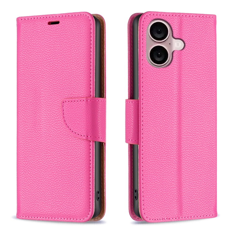 Levně LITCHI Peněženkové pouzdro pro Apple iPhone 16 Plus růžové