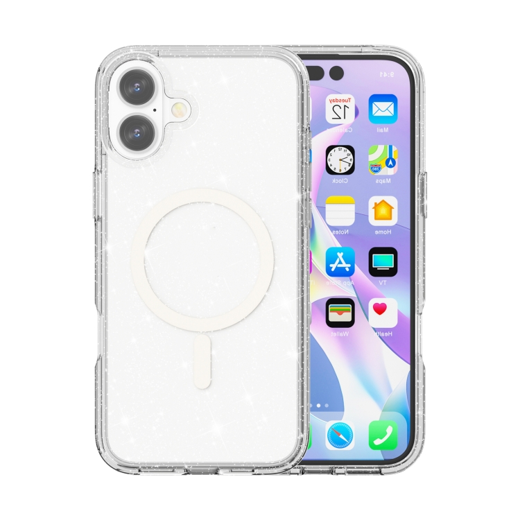 Levně GLITTER MAGSAFE Ochranný kryt pro Apple iPhone 16 bílý