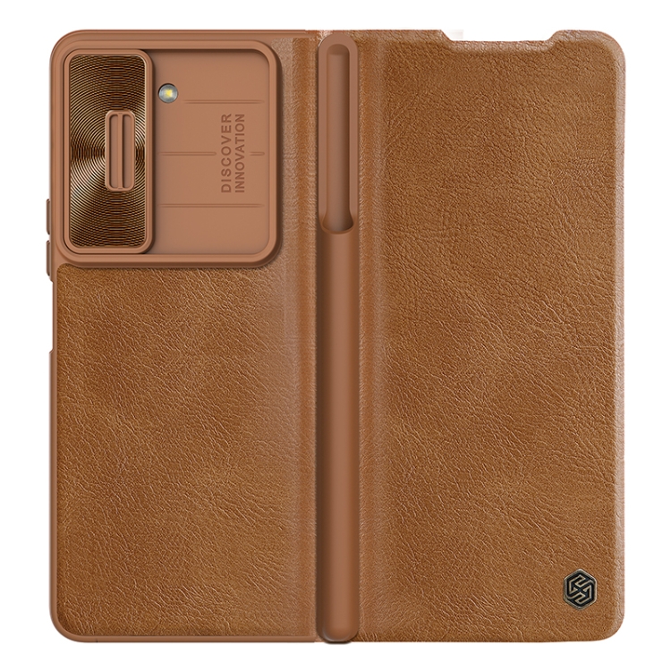 Levně NILLKIN QIN LEATHER Samsung Galaxy Z Fold 5 5G hnědý