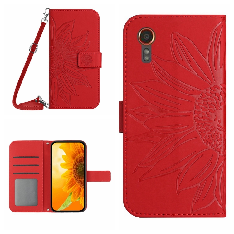 ART SUN FLOWER Peněženkový obal pro Samsung Galaxy Xcover 7 červený
