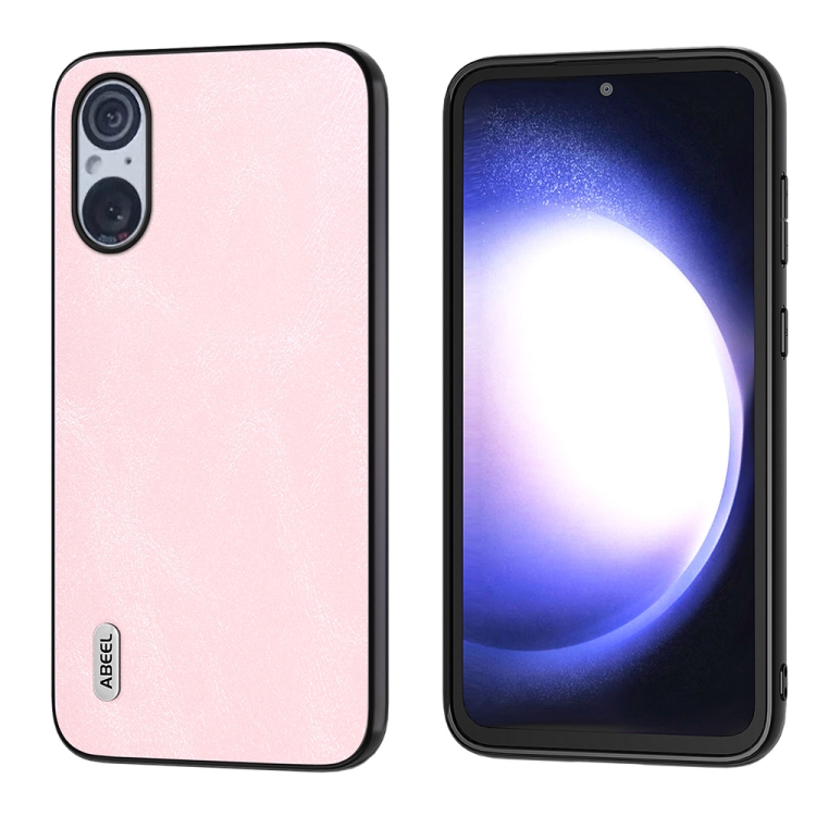 Levně ABEEL LEATHER Obal pro Sony Xperia 5 V růžový