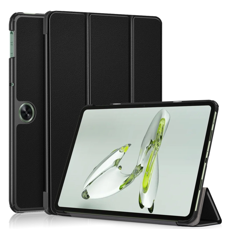 Levně LEATHER Zaklápěcí kryt pro OnePlus Pad Go černý