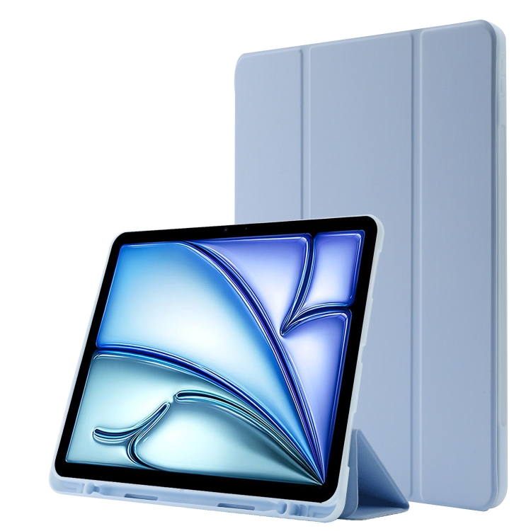 Levně LEATHER Zaklápěcí kryt pro Apple iPad Air 11 2026 / 2025 / 2024 světle modrý